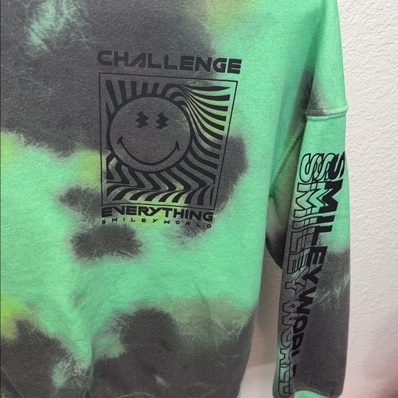 H&M Smiley World Green/Black Tie-Dye Kids Sweatshirt - Picture 2 of 4